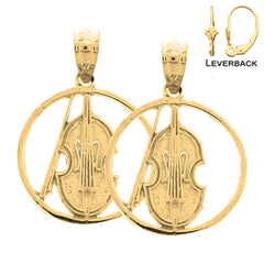 Sterling Silver 20mm Viola, Violin Earrings (White or Yellow Gold Plated)