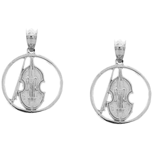 14K or 18K Gold 20mm Viola, Violin Earrings