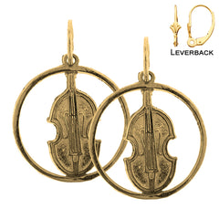 Viola de oro de 14K o 18K, pendientes de violín