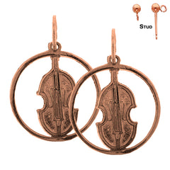 Viola de oro de 14K o 18K, pendientes de violín