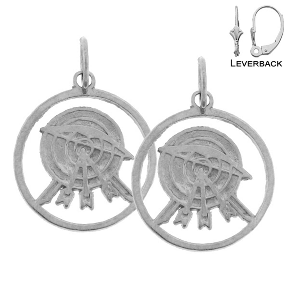 Pendientes de tiro con arco de plata de ley de 20 mm (chapados en oro blanco o amarillo)