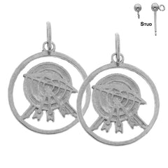 Pendientes de tiro con arco de plata de ley de 20 mm (chapados en oro blanco o amarillo)