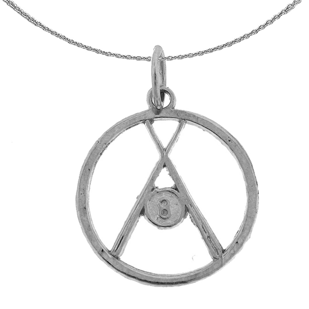 14K or 18K Gold Pool, 8 Ball And Sticks Pendant