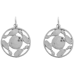 Sterling Silver 20mm Bowling Ball And Pins Earrings