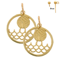 Sterling Silver 20mm Water Polo Earrings (White or Yellow Gold Plated)