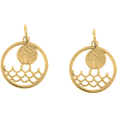 Yellow Gold-plated Silver 20mm Water Polo Earrings