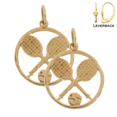 14K or 18K Gold Tennis Racket And Ball Earrings