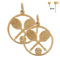 14K or 18K Gold Tennis Racket And Ball Earrings