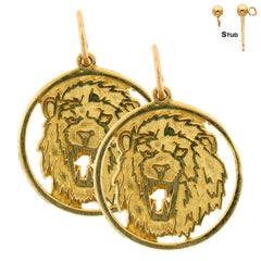 14K or 18K Gold Lion Earrings