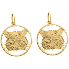 Yellow Gold-plated Silver 20mm Raccoon Earrings