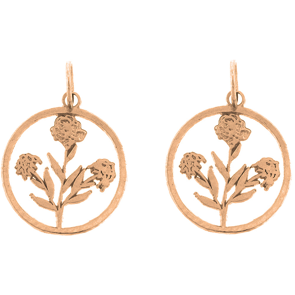 14K or 18K Gold 20mm Rose Bush Earrings