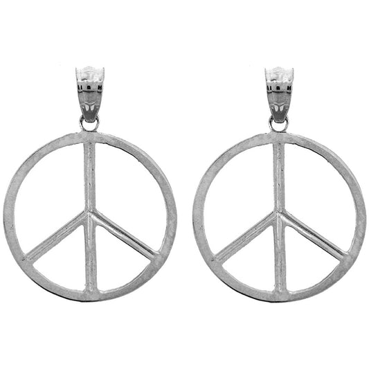 Sterling Silver 22mm Peace Sign Earrings