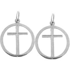 14K or 18K Gold 21mm Cross in Circle Earrings