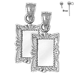 Sterling Silver 21mm Mirror Earrings (White or Yellow Gold Plated)