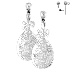 Sterling Silver 36mm Vanity Mirror Earrings (White or Yellow Gold Plated)