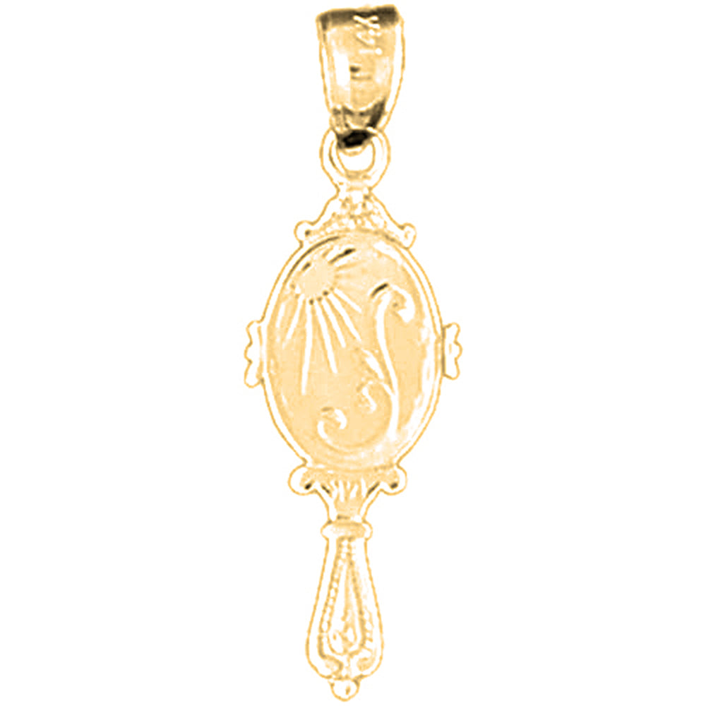 14K or 18K Gold 3D Vanity Mirror Pendant