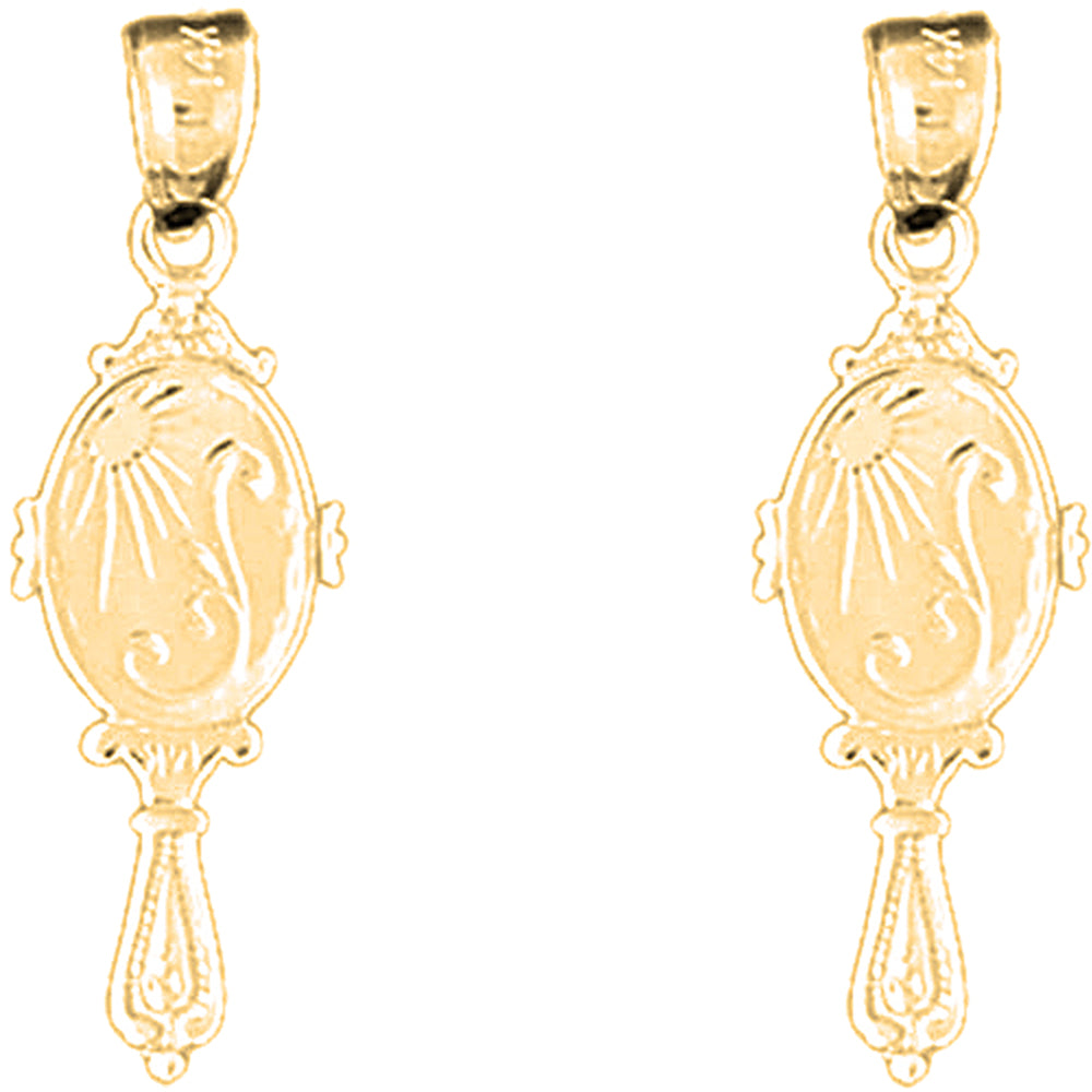 Yellow Gold-plated Silver 29mm 3D Vanity Mirror Earrings