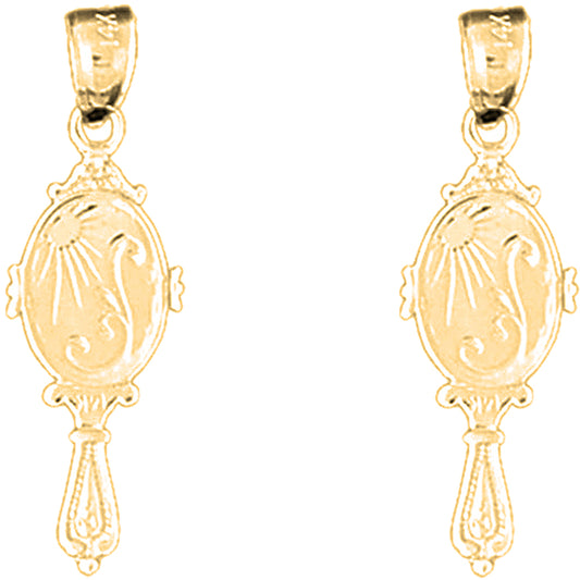 Yellow Gold-plated Silver 29mm 3D Vanity Mirror Earrings