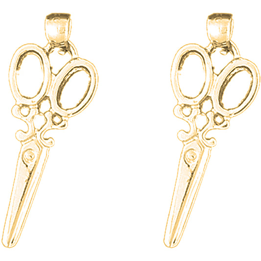 Yellow Gold-plated Silver 33mm Scissors Earrings