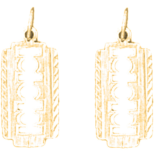 Yellow Gold-plated Silver 21mm Shaving Razor Blade Earrings