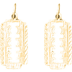 Yellow Gold-plated Silver 21mm Shaving Razor Blade Earrings