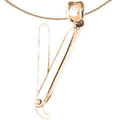 14K or 18K Gold 3-D, Moveable Straight Razor Pendant