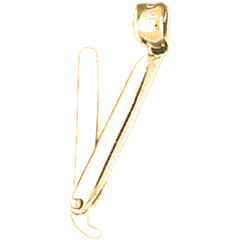 14K or 18K Gold 3-D, Moveable Straight Razor Pendant