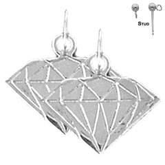 Sterling Silver 16mm Diamond Earrings (White or Yellow Gold Plated)