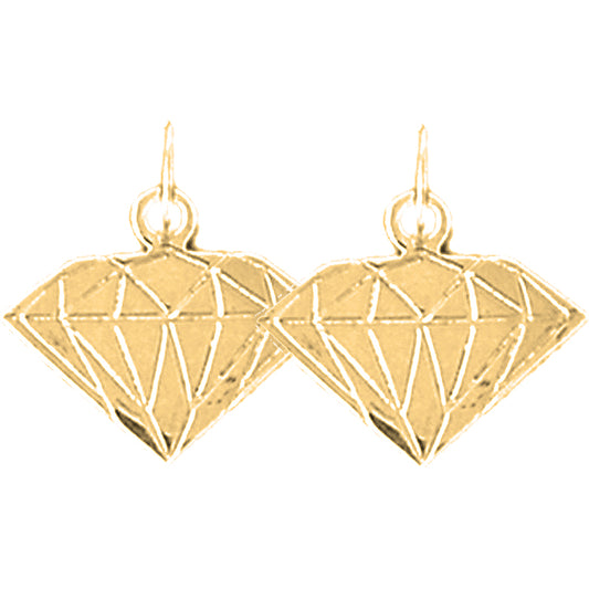 Yellow Gold-plated Silver 16mm Diamond Earrings