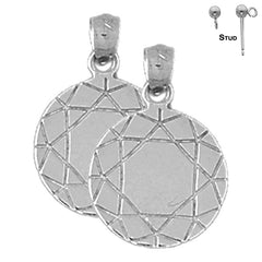 Sterling Silver 21mm Diamond Earrings (White or Yellow Gold Plated)