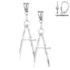 14K or 18K Gold Drawing Compass Earrings