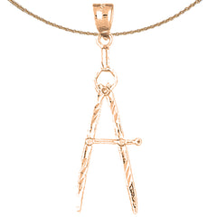 14K or 18K Gold Drawing Compass Pendant