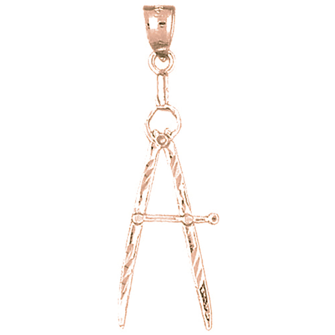 14K or 18K Gold Drawing Compass Pendant