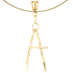 14K or 18K Gold Drawing Compass Pendant