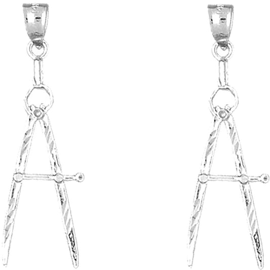 Sterling Silver 38mm Drawing Compass Earrings