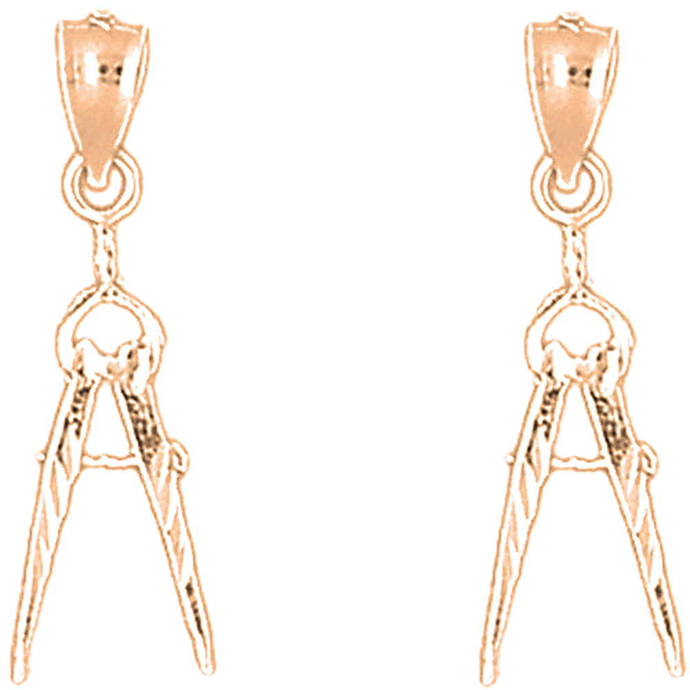 14K or 18K Gold 22mm Drawing Compass Earrings