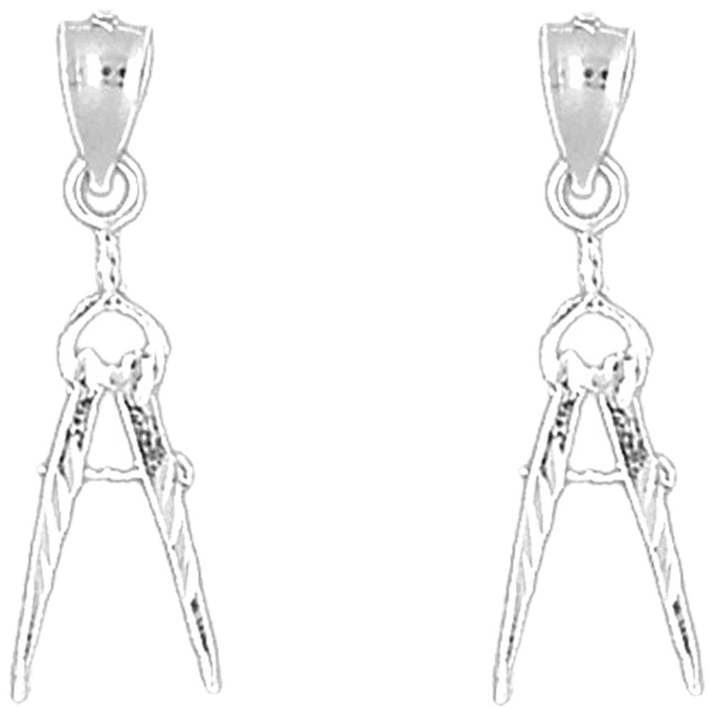 Sterling Silver 22mm Drawing Compass Earrings