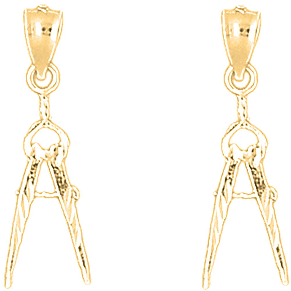 14K or 18K Gold 22mm Drawing Compass Earrings