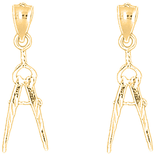 Yellow Gold-plated Silver 22mm Drawing Compass Earrings