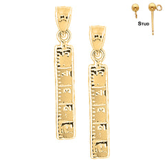 Sterling Silver 29mm Ruler Earrings (White or Yellow Gold Plated)