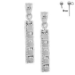 Sterling Silver 29mm Ruler Earrings (White or Yellow Gold Plated)