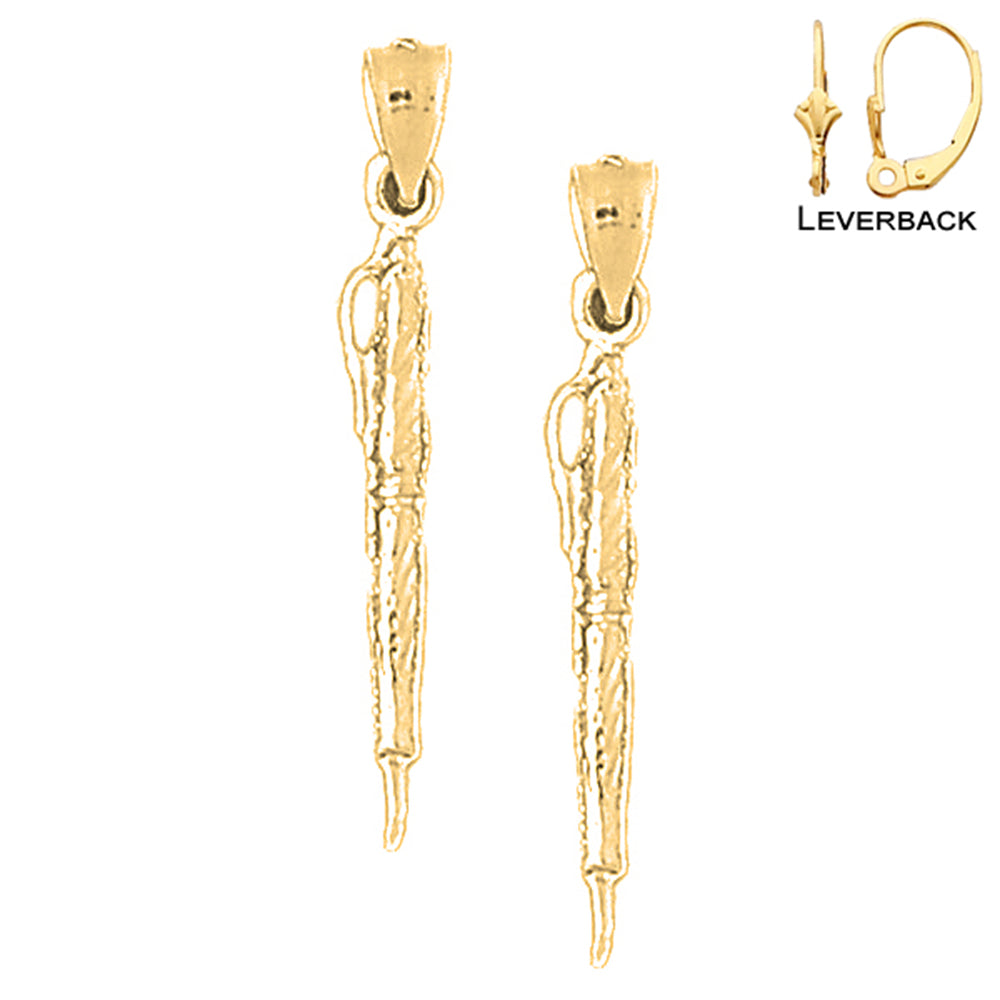 14K or 18K Gold Architect Pen Earrings