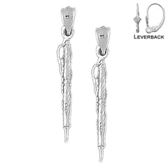 Sterling Silver 34mm Architect Pen Earrings (White or Yellow Gold Plated)