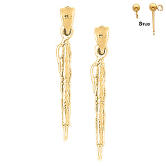 Sterling Silver 34mm Architect Pen Earrings (White or Yellow Gold Plated)