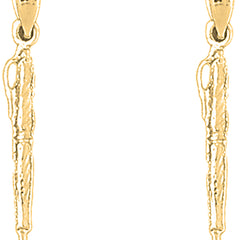 Yellow Gold-plated Silver 34mm Architect Pen Earrings