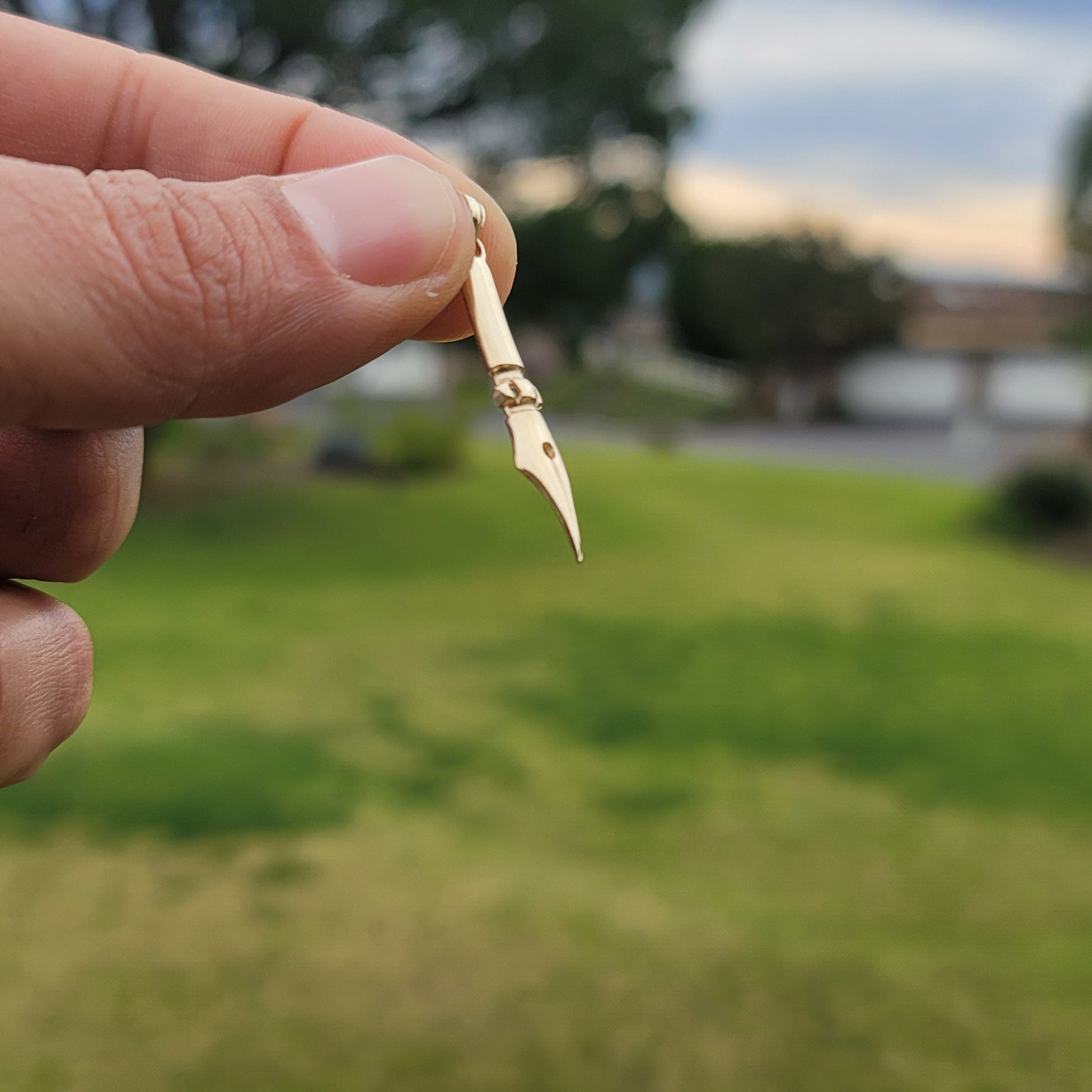 14K or 18K Gold Calligraphy Pen Pendant