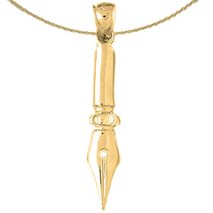 14K or 18K Gold Calligraphy Pen Pendant