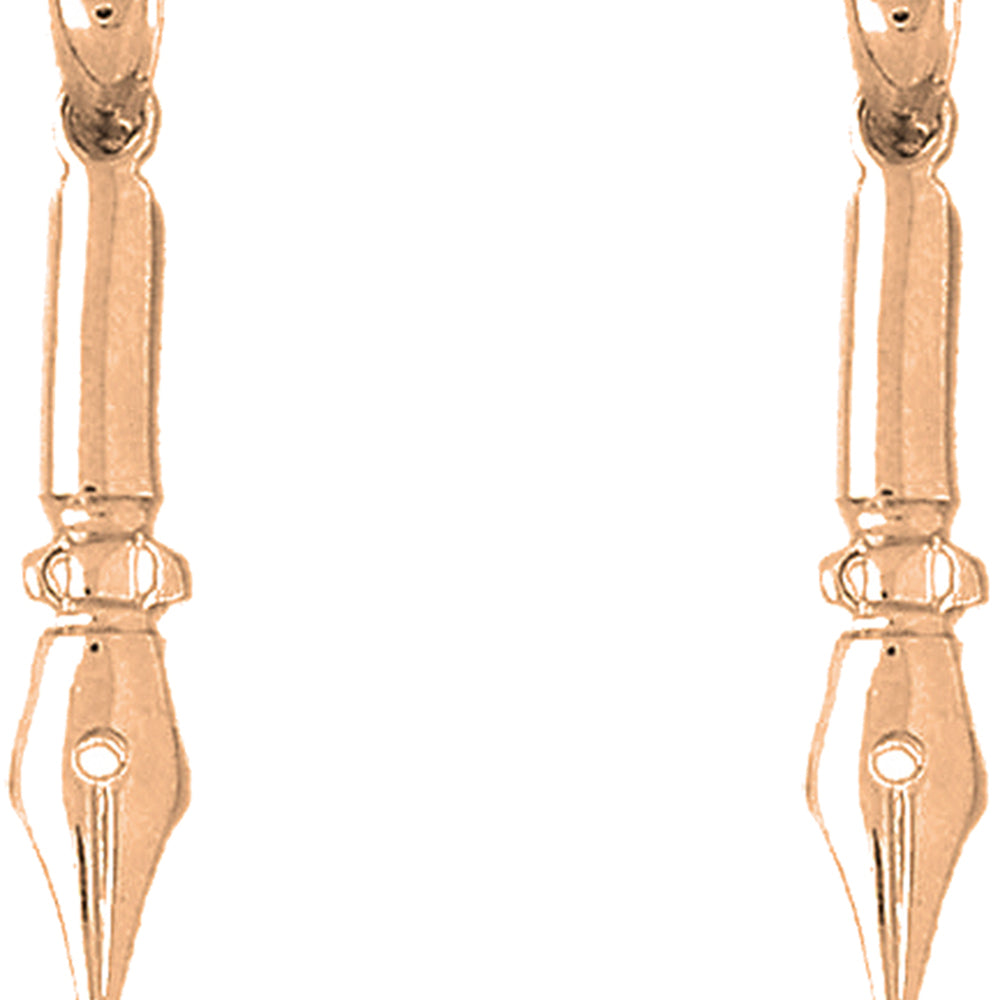 14K or 18K Gold 40mm Calligraphy Pen Earrings