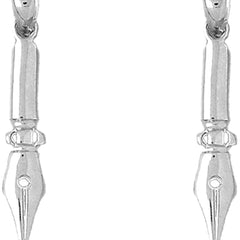 Sterling Silver 40mm Calligraphy Pen Earrings