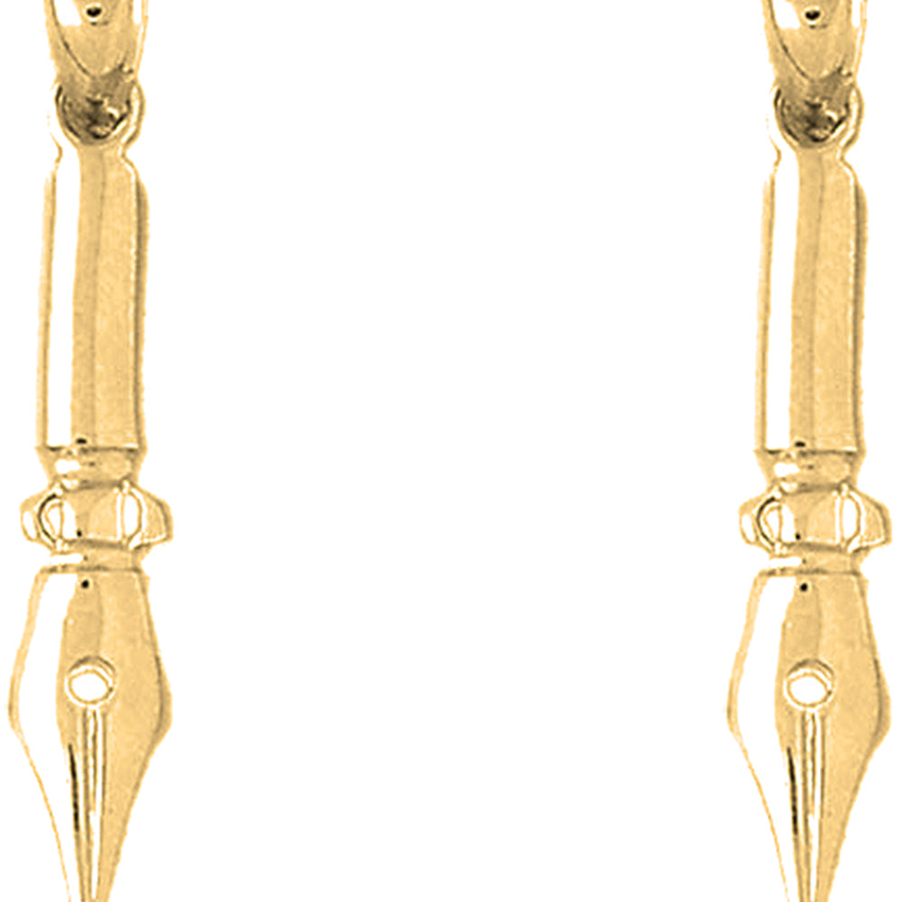 14K or 18K Gold 40mm Calligraphy Pen Earrings